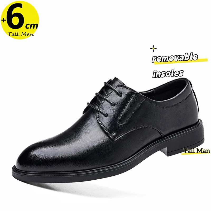 

Retro Elevator Oxford Shoes Men Chunky Design Height Increase Insoles 6cm Plus Size 38-44