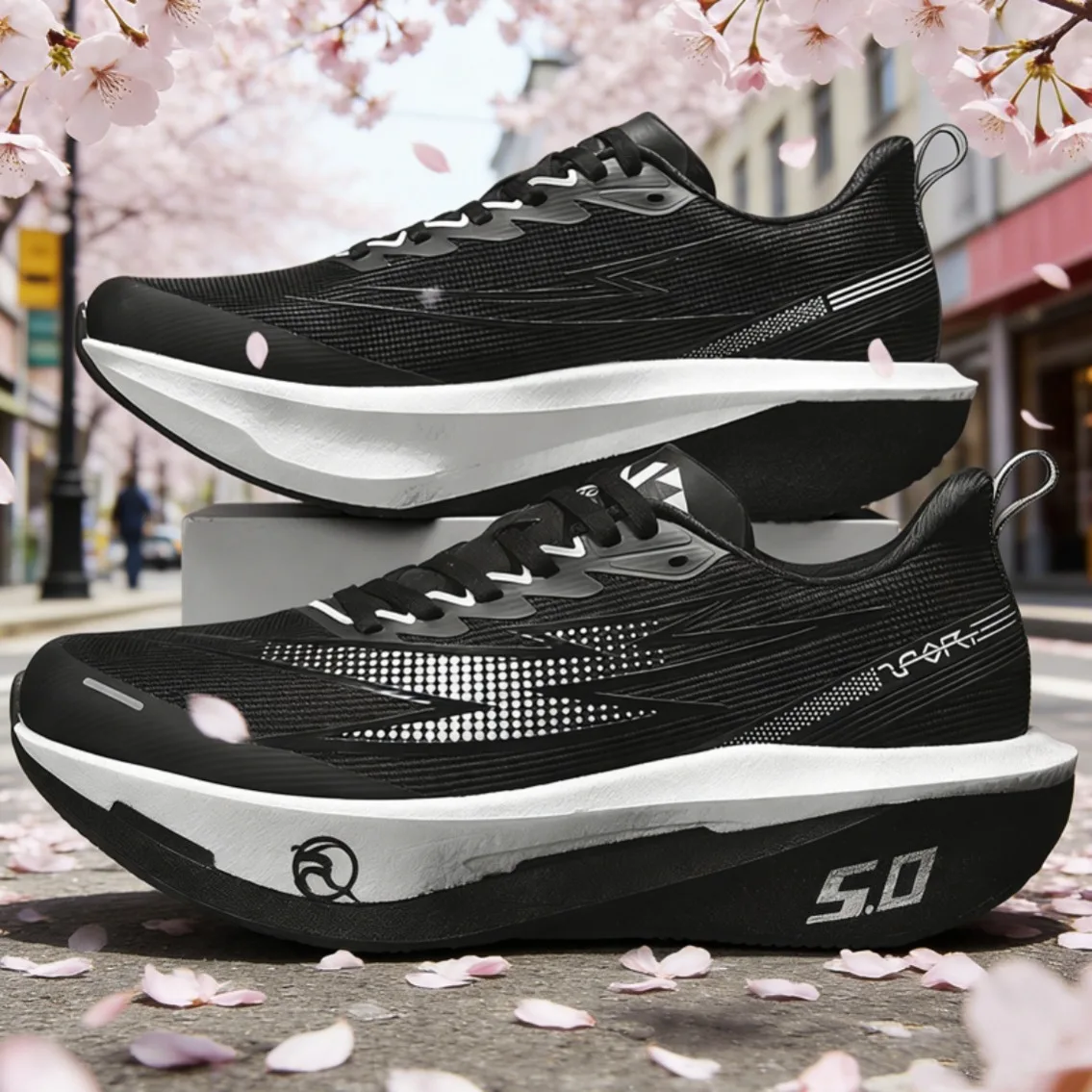 Men Running Shoes Carbon Plate Marathon Sports Sneakers Breathable Lightweight Comfortable Non Slip Athletic Shoes Women