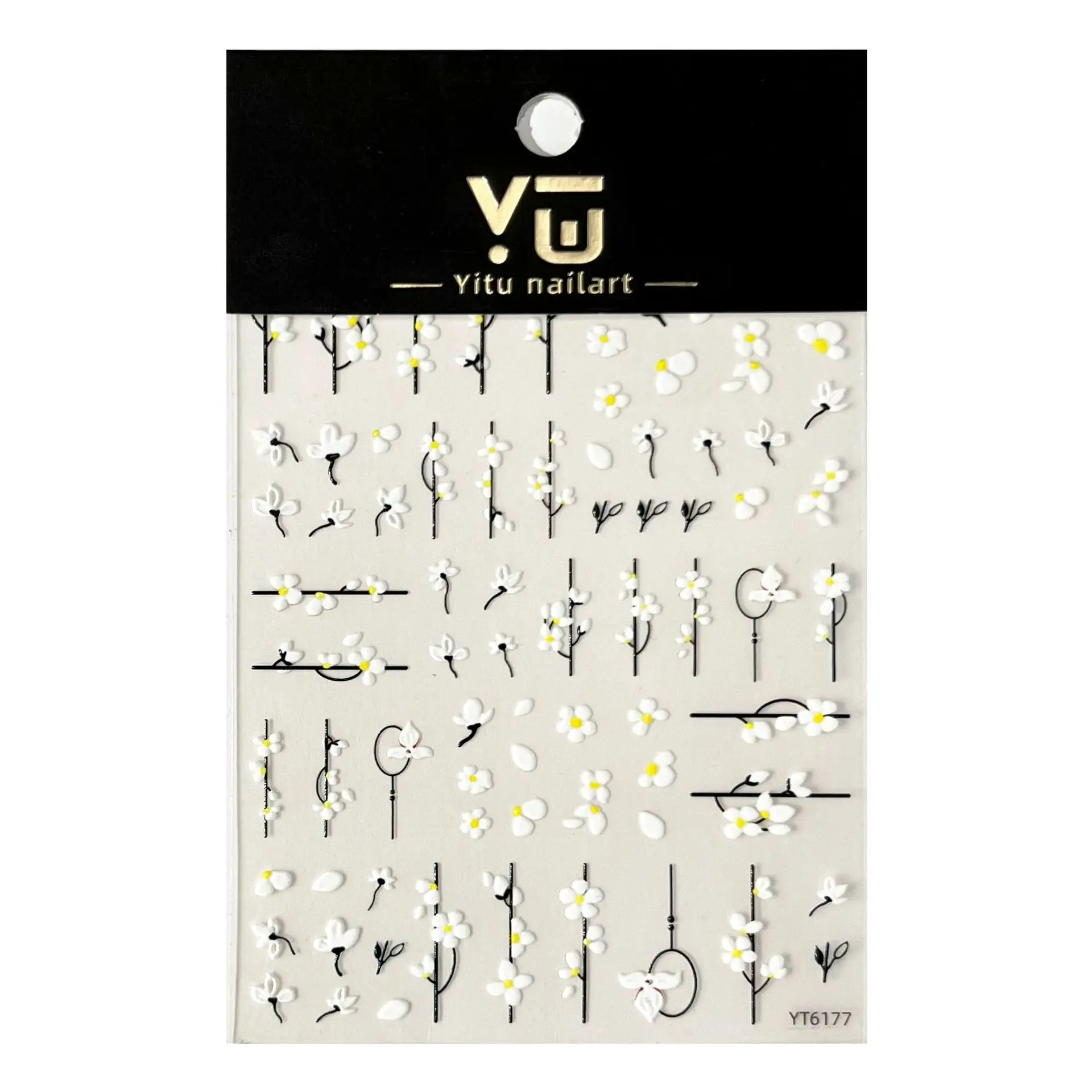 1 unidad de pegatinas de uñas 5D de flores blancas en relieve, pétalos de otoño e invierno, arte de manicura romántico Floral, pegatina autoadhesiva decorativa