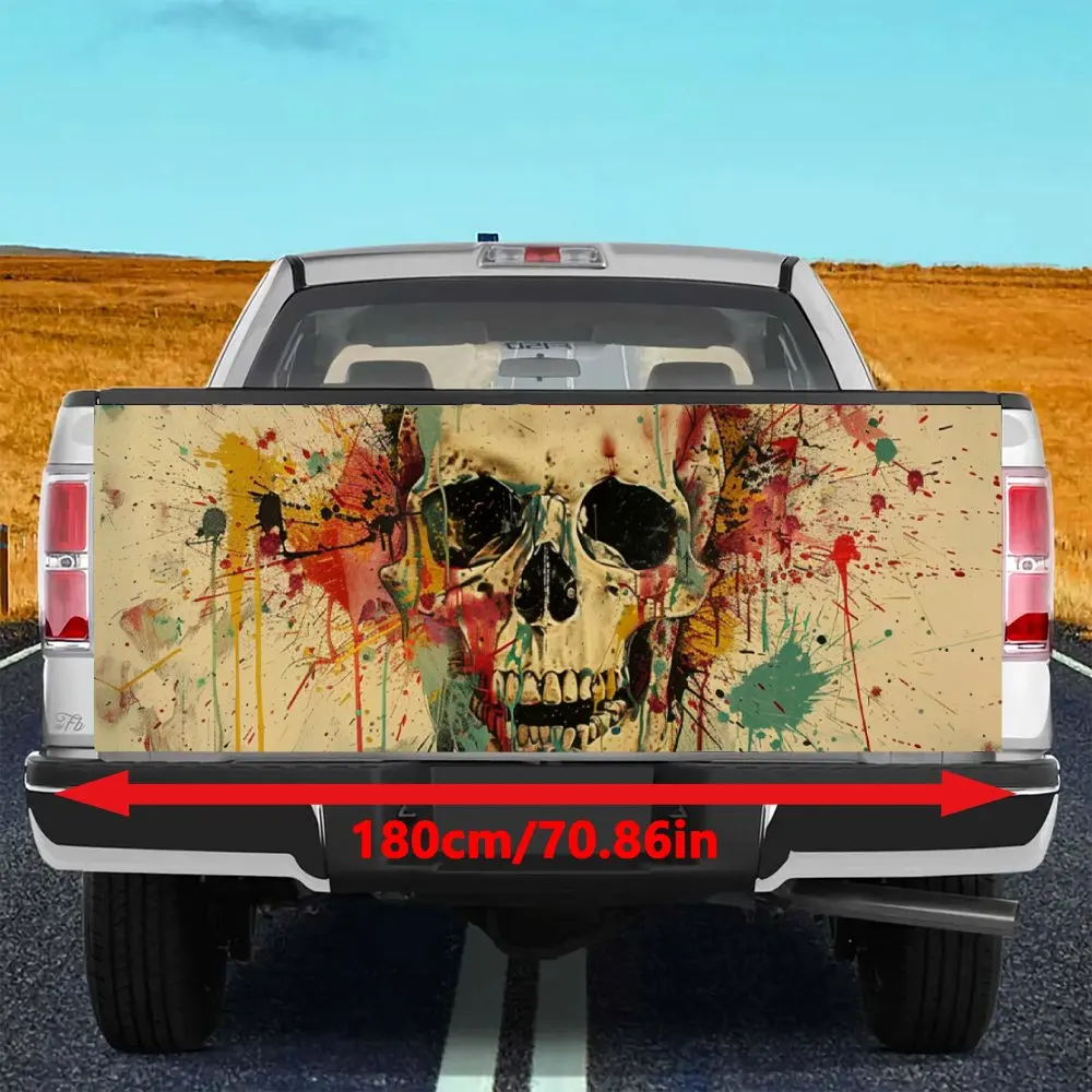 Blood Splattered From Skull Head Car Tail Trunk Protect Vinly Decal Auto Accessories DIY Hood Decor Sticker for Off-road Pickup