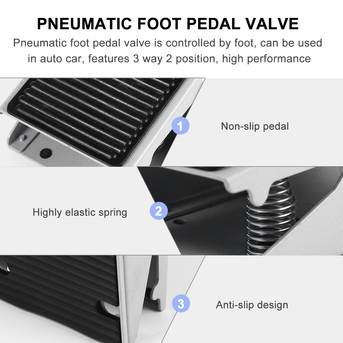

Foot Operated Pneumatic Pedal Valve 3 Way 2 Position Pressure Control Air Reversing Switch Spring Loaded Cylinders Single