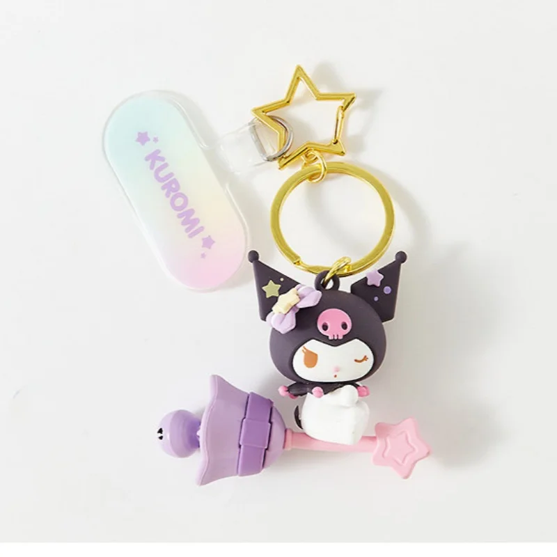 Sanrio Character Magic Wand Keyring Set Kuromi My Melody Hello Kitty Cinnamoroll Bag Pendant Accessory Gift