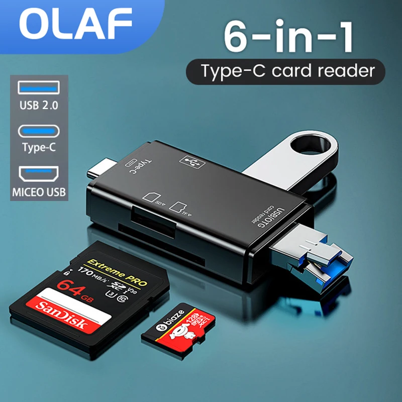 OLAF OTG czytnik kart SD napęd Flash inteligentny czytnik kart pamięci typ C czytnik kart typ C Adapter USB2.0 Adapter karty TF Micro