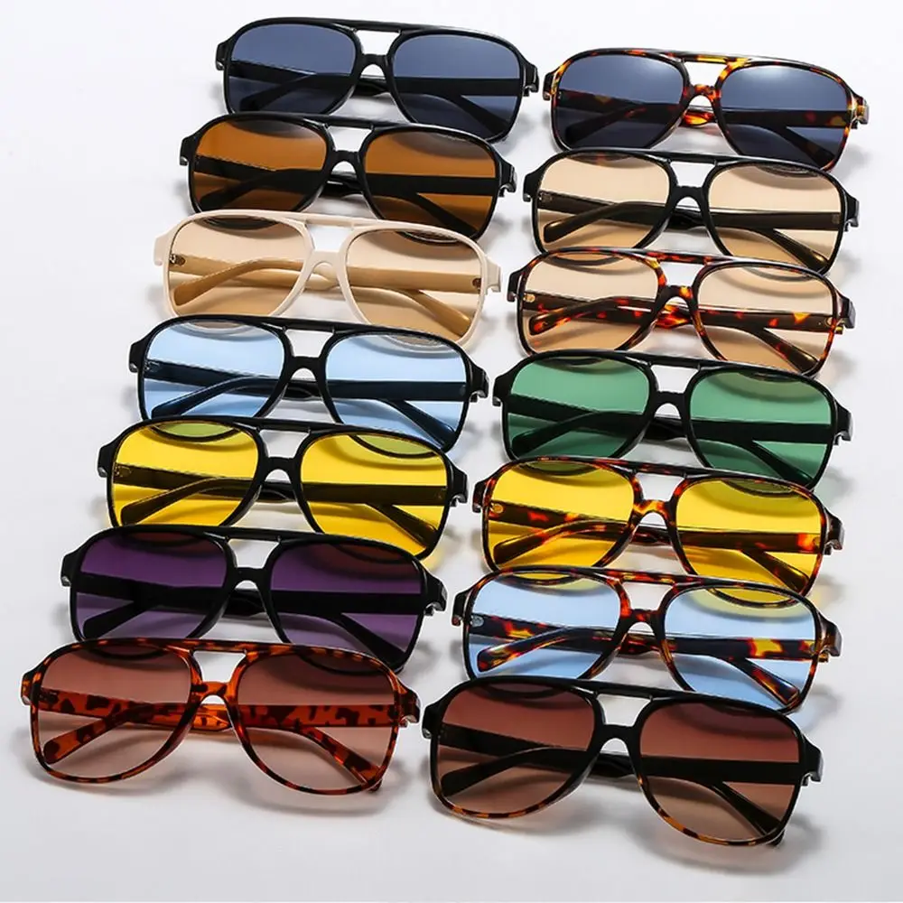 

Unisex Double Bridge Oversized Pilot Sunglasses UV400 Protection Classic 70s Sun Glasses Yellow Driving Eyewear for Women & Men