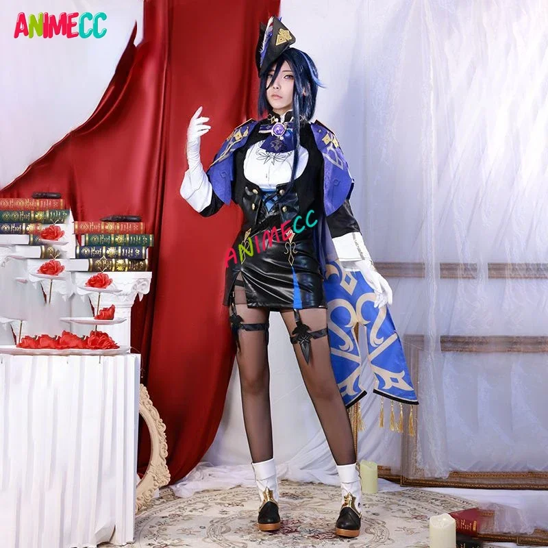 ANIMECC IN STOCK XS-3XL Clorinde Cosplay Genshin Impact Cosplay Costume Wig Shoes Anime Game Halloween Party Outfits for Women