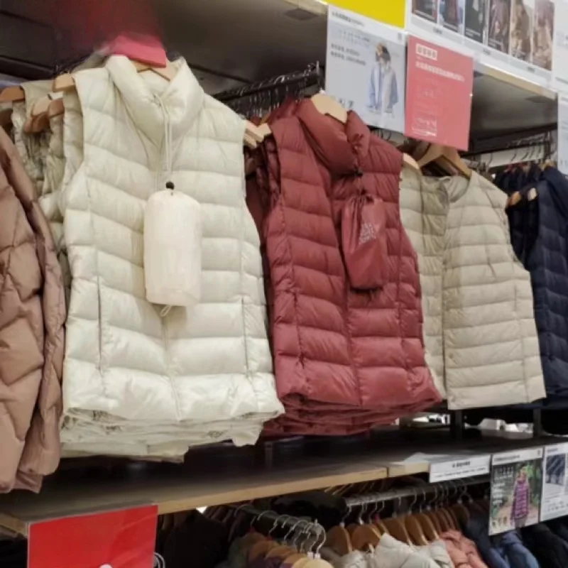 Gilet rembourré léger pour femmes, grande taille, col montant rabattu, blanc, intérieur en duvet, vêtements d'extérieur, hiver Jaet