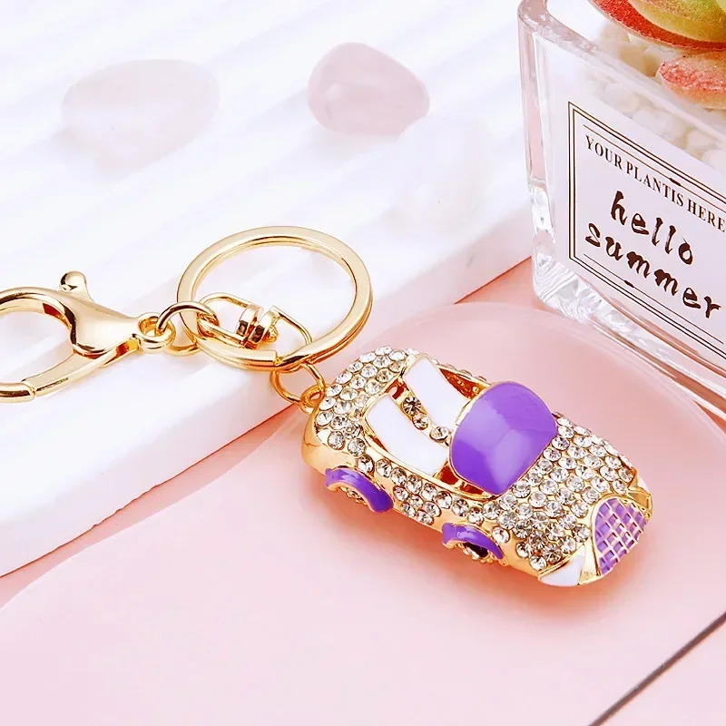 Senior Quality Charm Open Car Supercar Auto Model Keychain Inlaid Rhinestone Key Chain Car Key Rings Lady Backpack Pendent Gifts