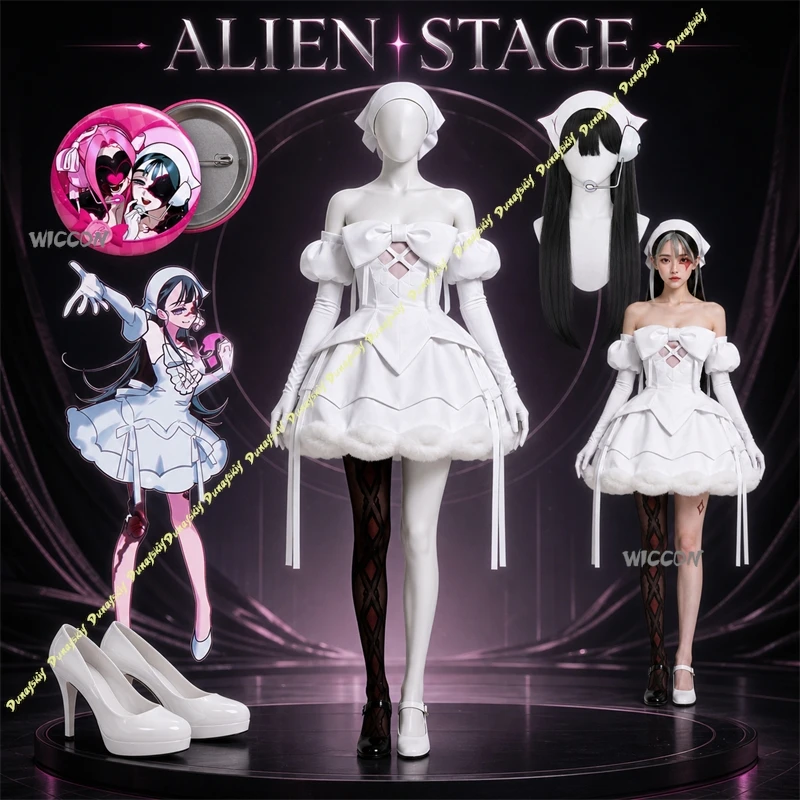 

Anime Alien Stage Sua Same Style White Dress Cosplay Costume Female Performance Full Set Cos Outfit For Hallowen Christmas Party