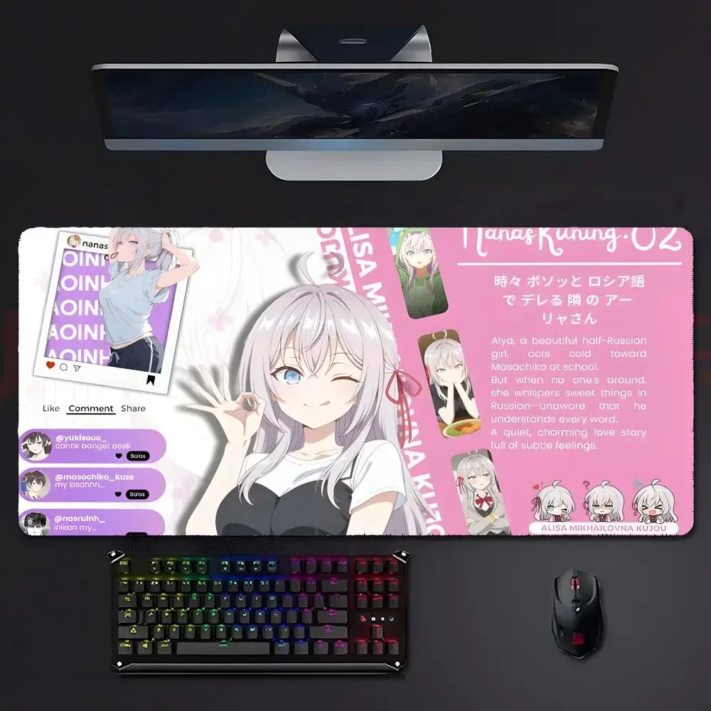 CIFBUY Alya Sometimes Hides Her Feelings In Russian Large Gaming Mouse Pad Anime Non Slip Keyboard Desk Mat