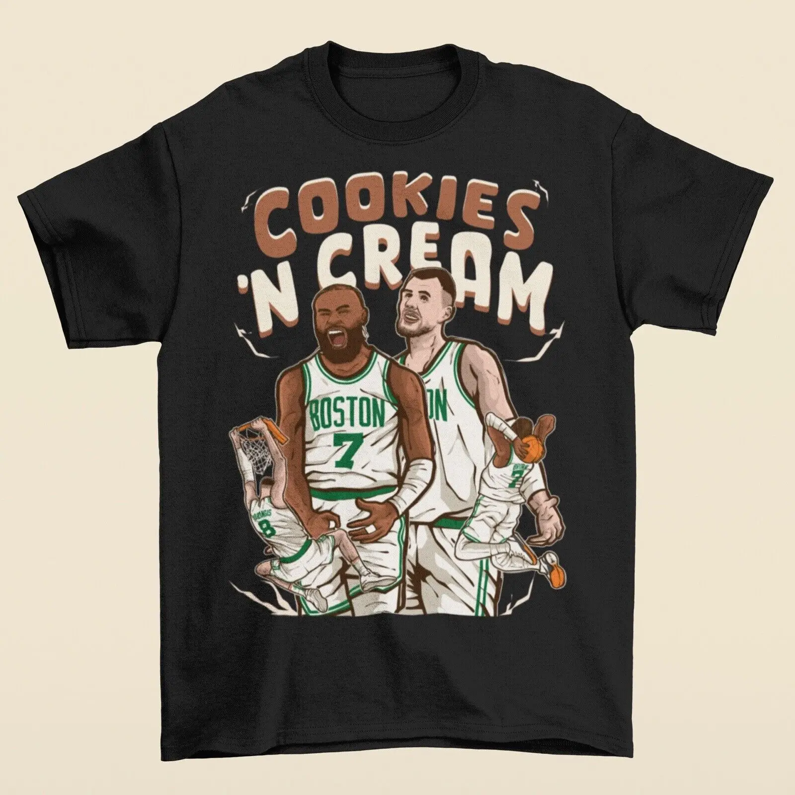 

Jaylen Brown and Kristaps Porzingis “Cookies ‘N Cream” Cartoon T-Shirt