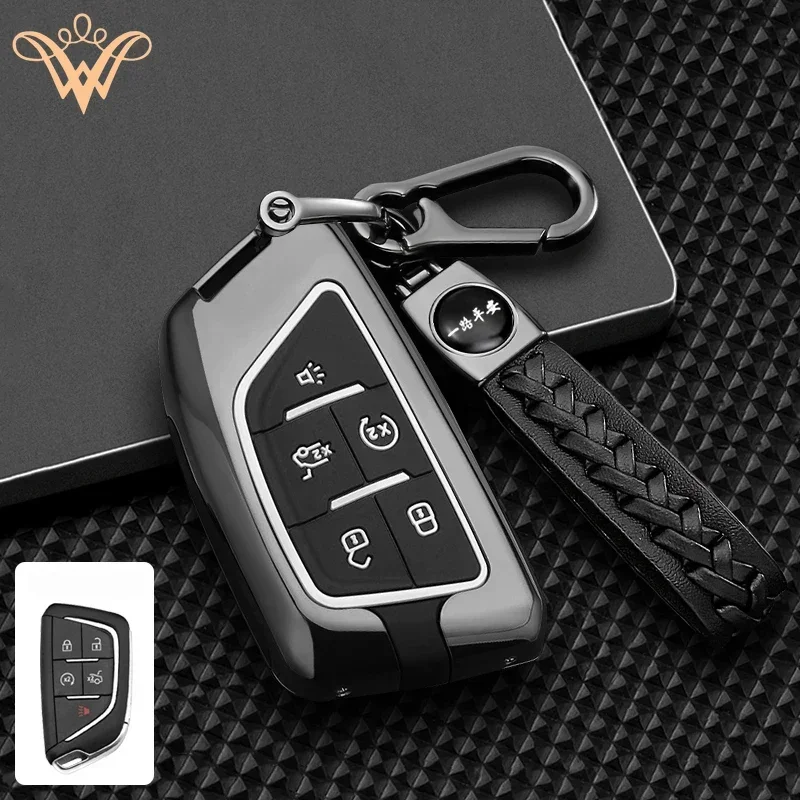 Zinc Alloy Car Key Case Cover Shell For Cadillac CT5 CT4-V C8 CT6 XT5 XT6 XT4 Corvette Key Case Protector Keyless Accessories