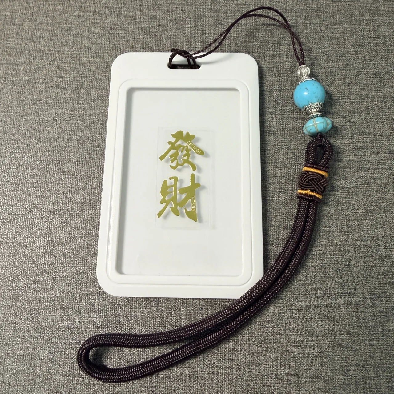 Handwoven Rope Blue Buddha Pattern Metal Phone Sticker Lanyard Anti-lost Lucky Card Holder