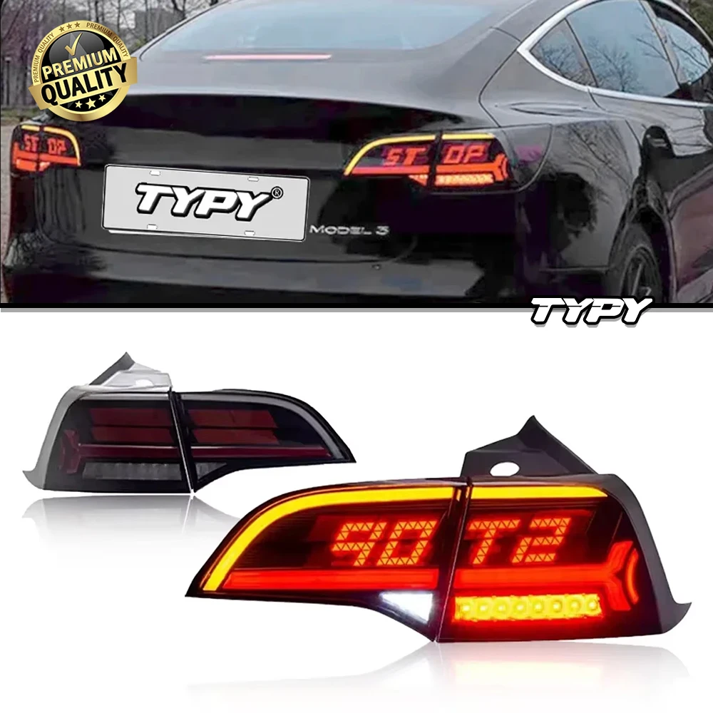 

Автомобильный задний фонарь для Tesla Model 3/Y 2019-2022, обновление, модифицированный для нового динамического указателя поворота, автомобильный светодиодный задний фонарь в сборе