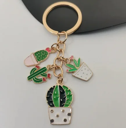 keychain vases ladies succulent potted succulent shaped keychain golden car keychain jewelry gift for friends