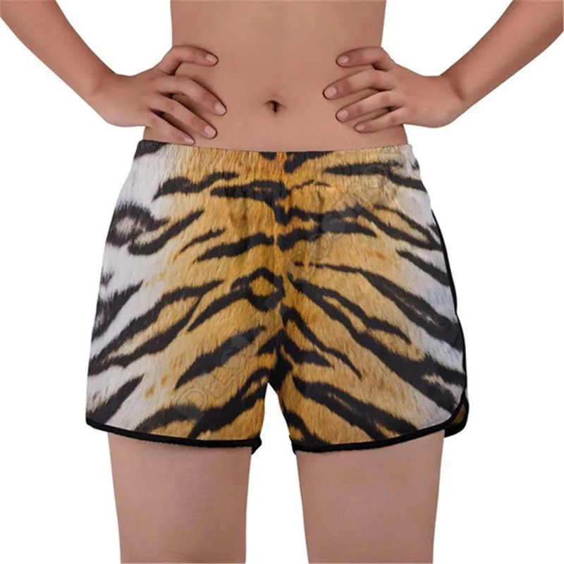 Tiger 3D All Over Printed Women Shorts Summer Beach Shorts Elastic Waist Shorts