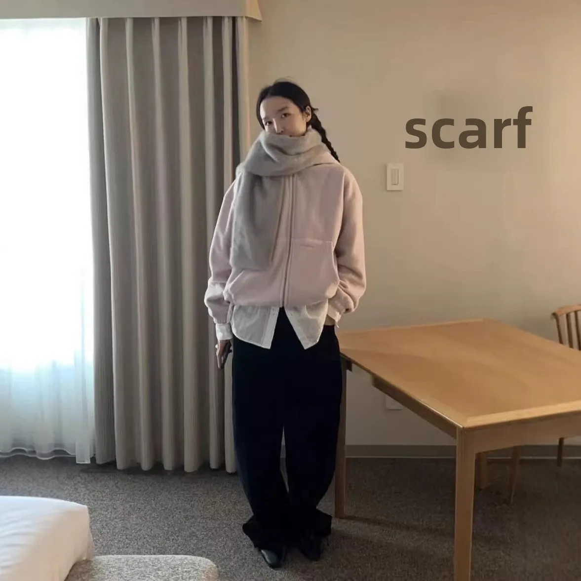 

Korean Style Women's Fleece Jacket with Embroidered 3D Letters Hoodie Coat Smooth Surface Regular Thickness Winter Outerwear