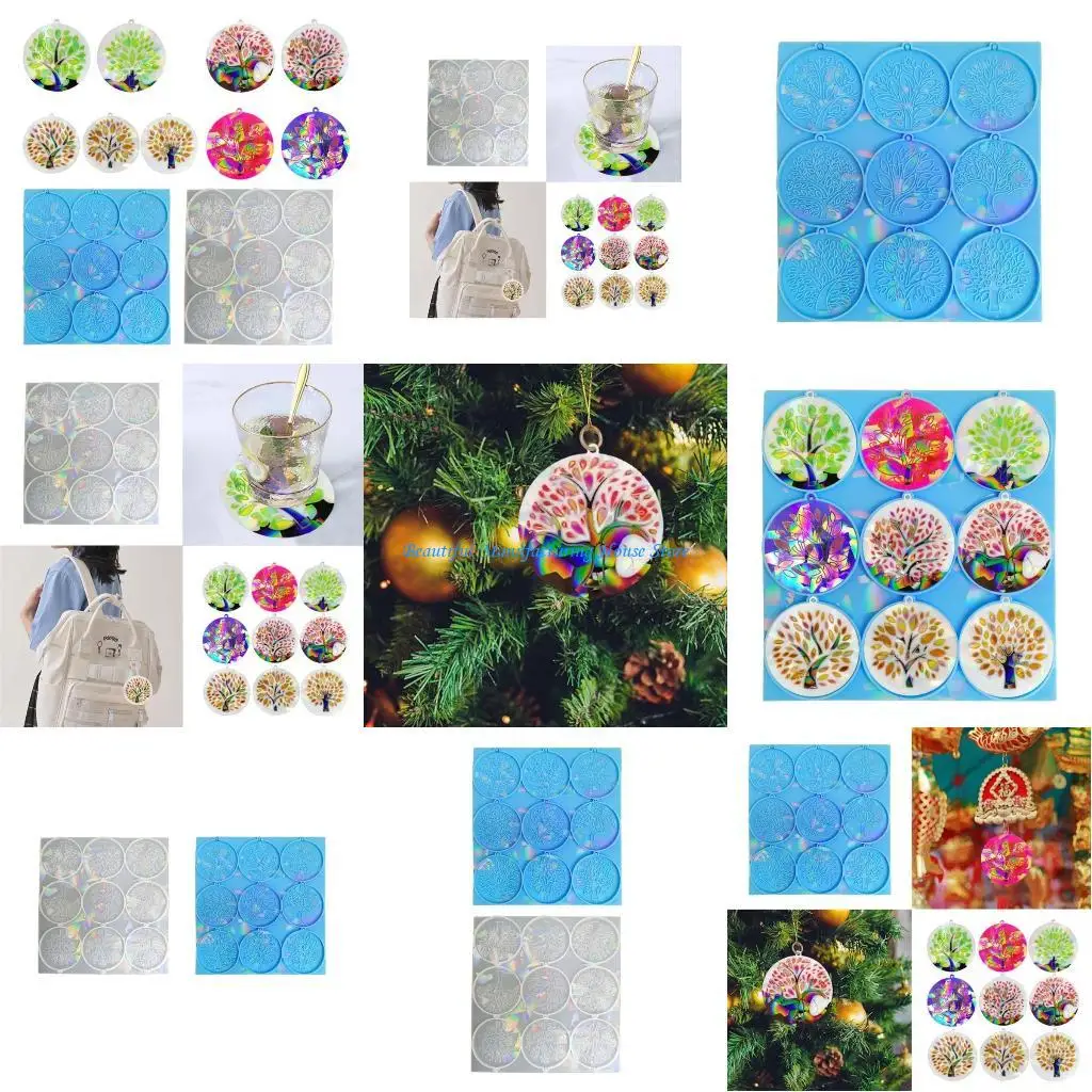 E56A شجرة الحياة نمط سيليكون قوالب المجسم راتنجات الايبوكسي قالب لتقوم بها بنفسك المفاتيح قالب أداة المجوهرات اليدوية سهلة