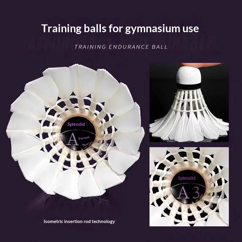 A3 Premium Goose Feather Badminton Shuttlecocks Durable Thick Feather Stable Flight for Training Competition Sports Shuttle