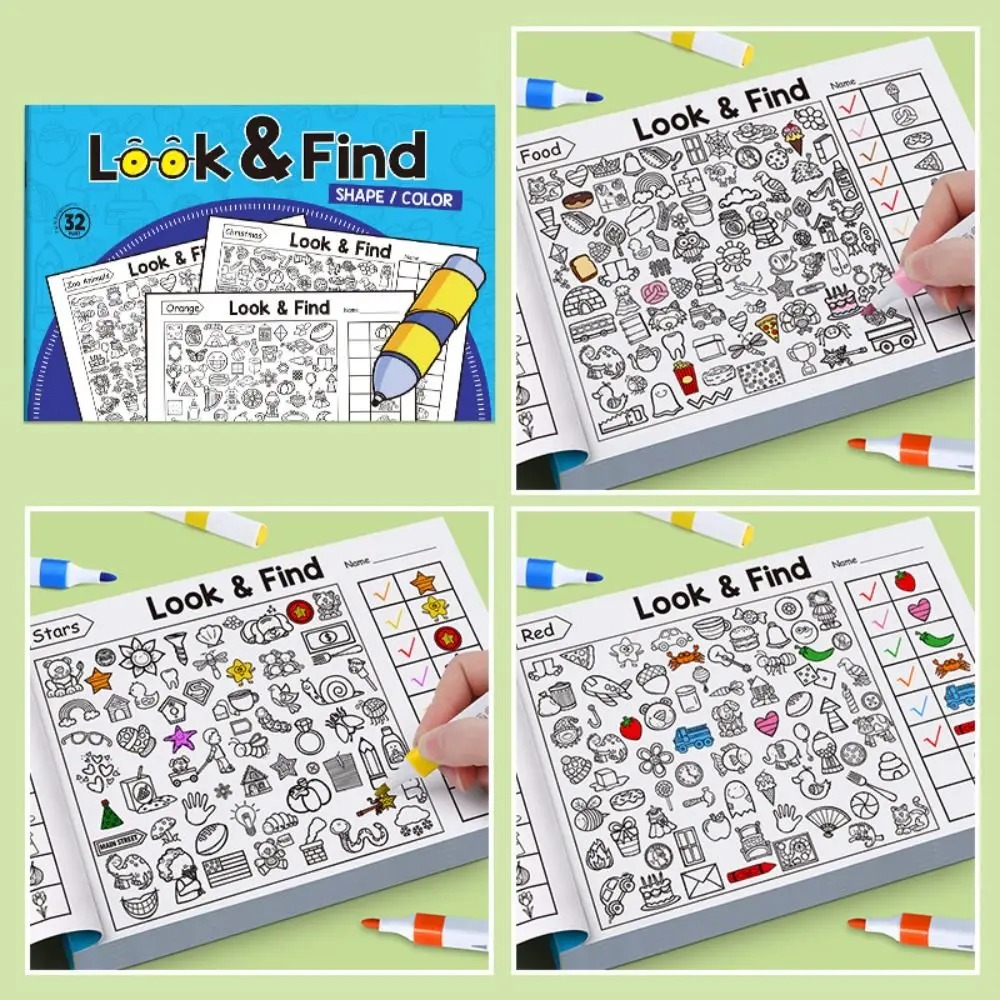 High Quality Look and Find Children's Search for Items Game Visual Perception 32 Pages Fun Coloring Book Focus and Attention