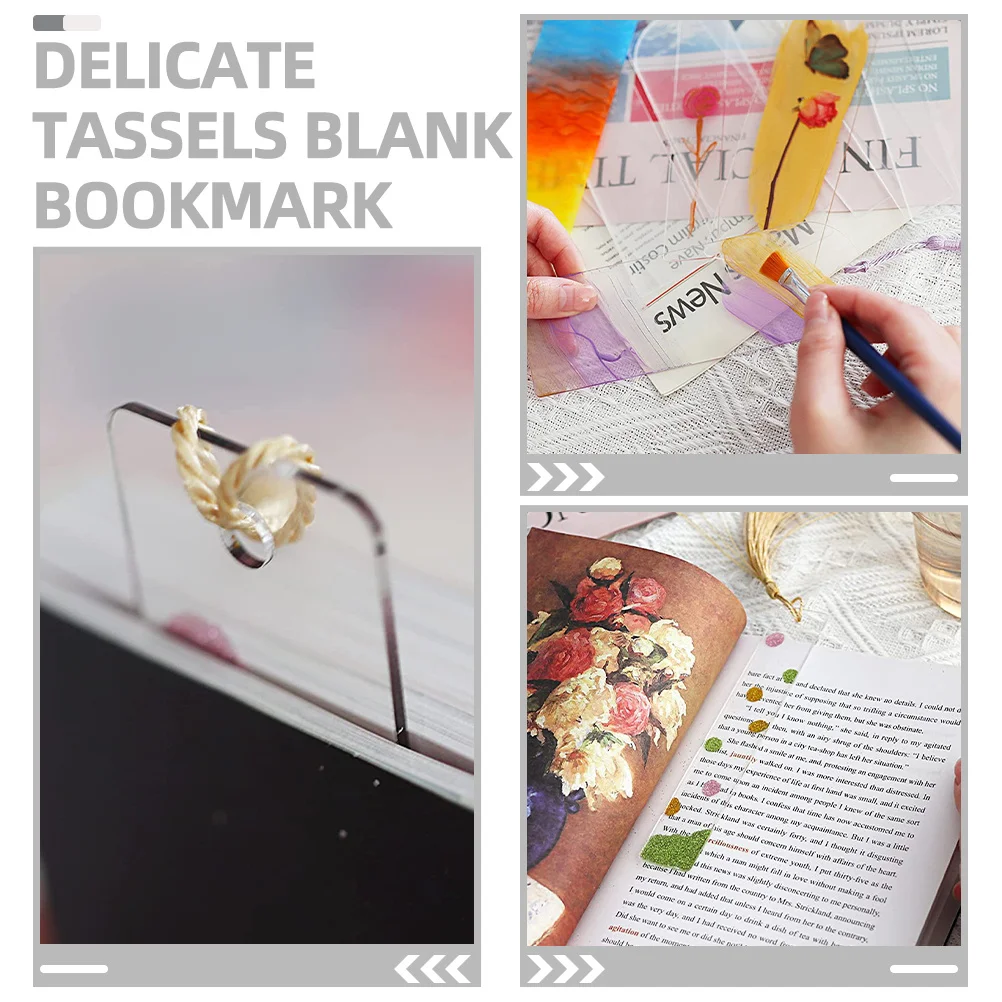 

1Set Acrylic Bookmarks with Tassels Delicate Blank DIY Bookmarks Lightweight Convenient Reading Gift Acrylic Bookmark