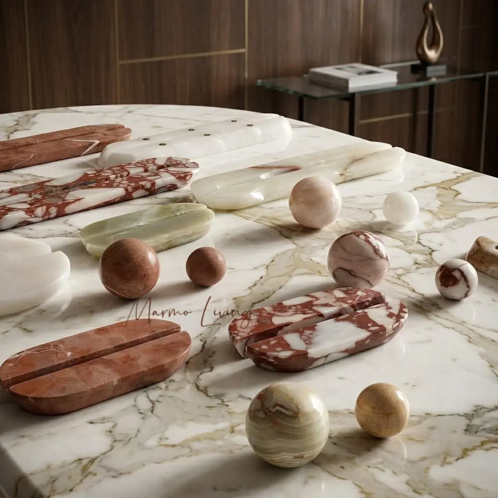 Calacatta Red Stone Handle Luxury Natural Marble Door Handles Glass Door Drawer Green Onyx Stone Handle Cabinet Door Pull