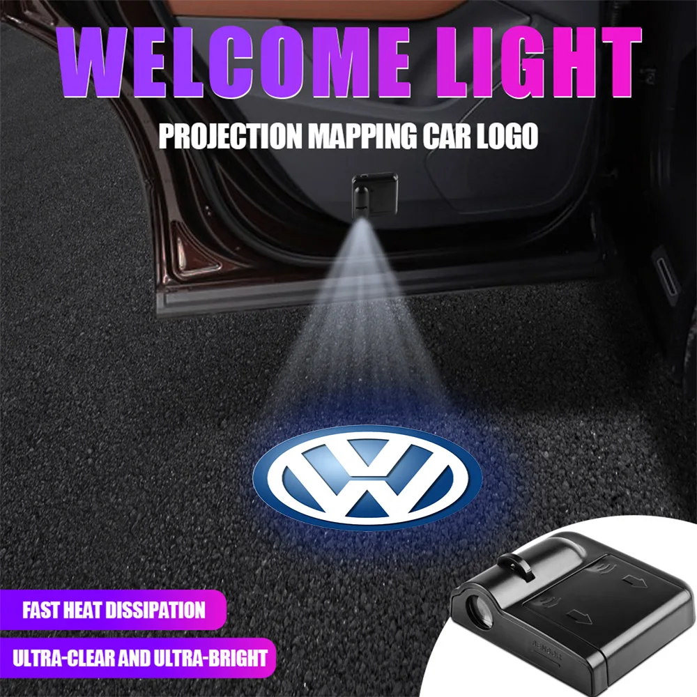 1/2Pcs LED HD Wireless Car Door Logo Welcome Lamp Laser Light Projector For Volkswagen Tiguan Passat b5 Golf 5 Touareg Jetta GTI