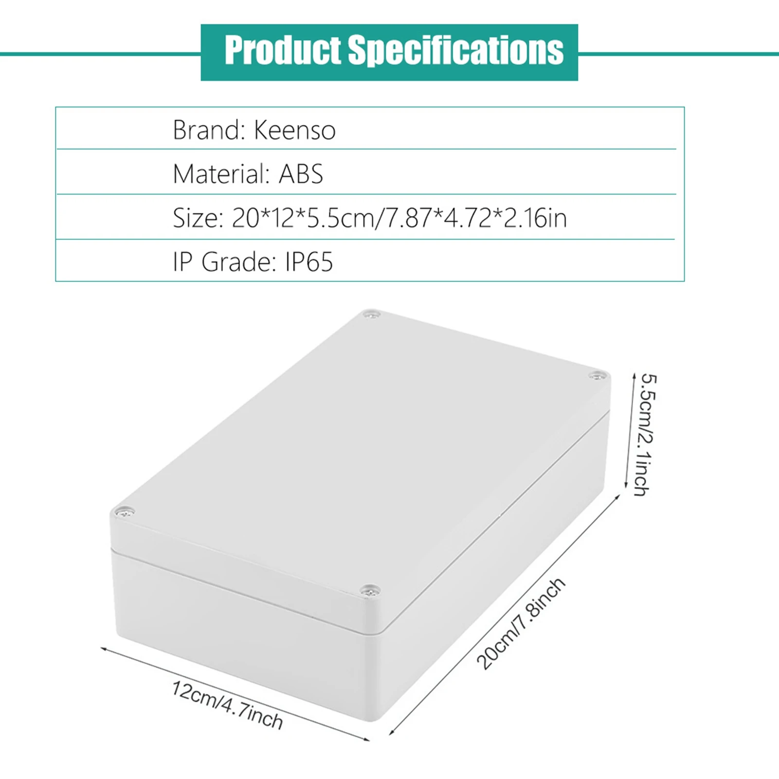 Junction Box Terminal Box Wiring Connection Box Water resistant IP65 ABS Project Enclosure Case Wiring Junction Box 200*120*56mm