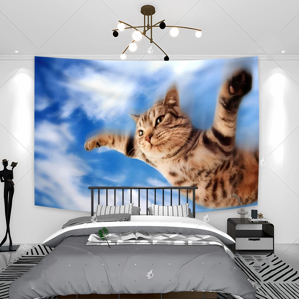 90x150cmflying Kittens Posters Vintage Home Tapestry Room Bar Cafe Birthday Present Home Decor Aesthetic Art Backdrop