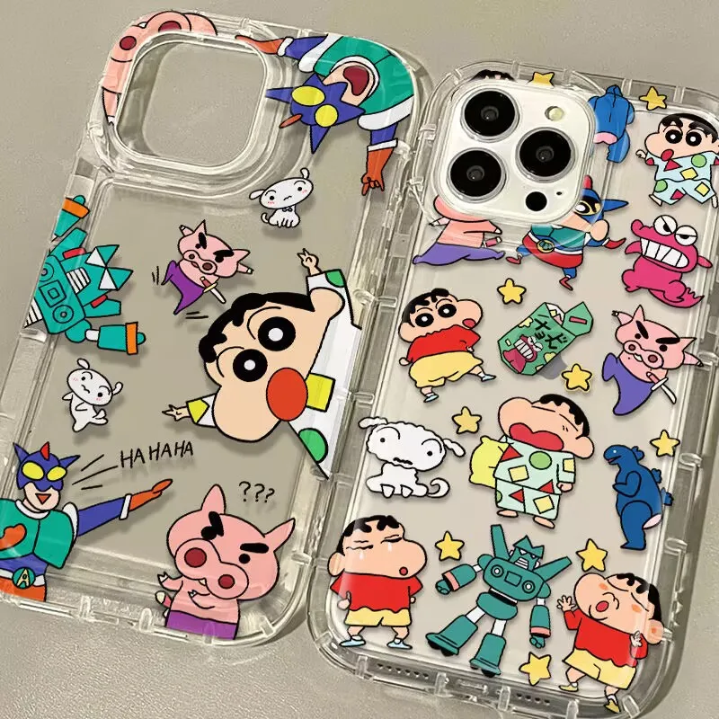 Cute C-Crayons S-Shin-chans Phone Case for Samsung Galaxy S24 S23 S22 S21 S20 S10 Note20 Note10 FE Ultra Plus 4G 5G Clear Cover