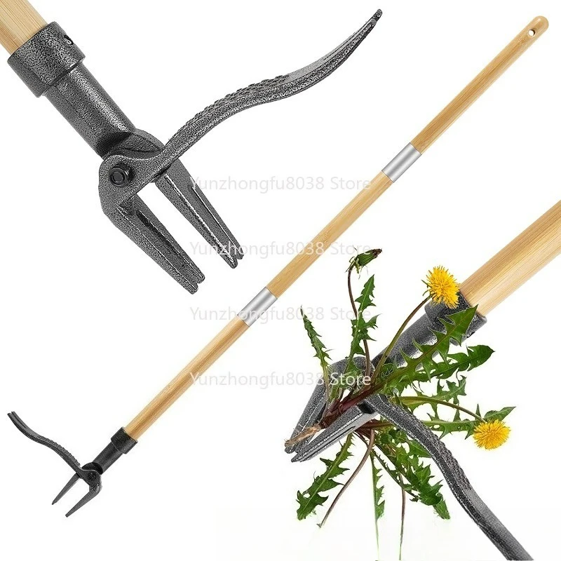 Easy Weeding Forestry Machinery 3 Section Rod Design Long Handle 4 Claw Steel Head Garden Hand Knife Tool