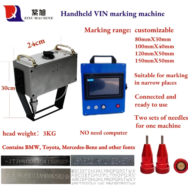 Máquina de marcado de números Vin de Metal, matriz de puntos, accesorios de máquina de marcado y número de chasis neumático portátil, aguja de