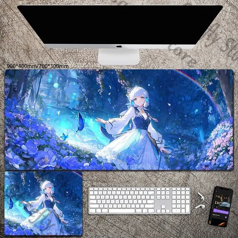 Genshin Impact Mouse Pad Anime Desktop Play Oversize Mat Placemat Game Electronic Sports Computer Colleagues Kamisato Ayaka