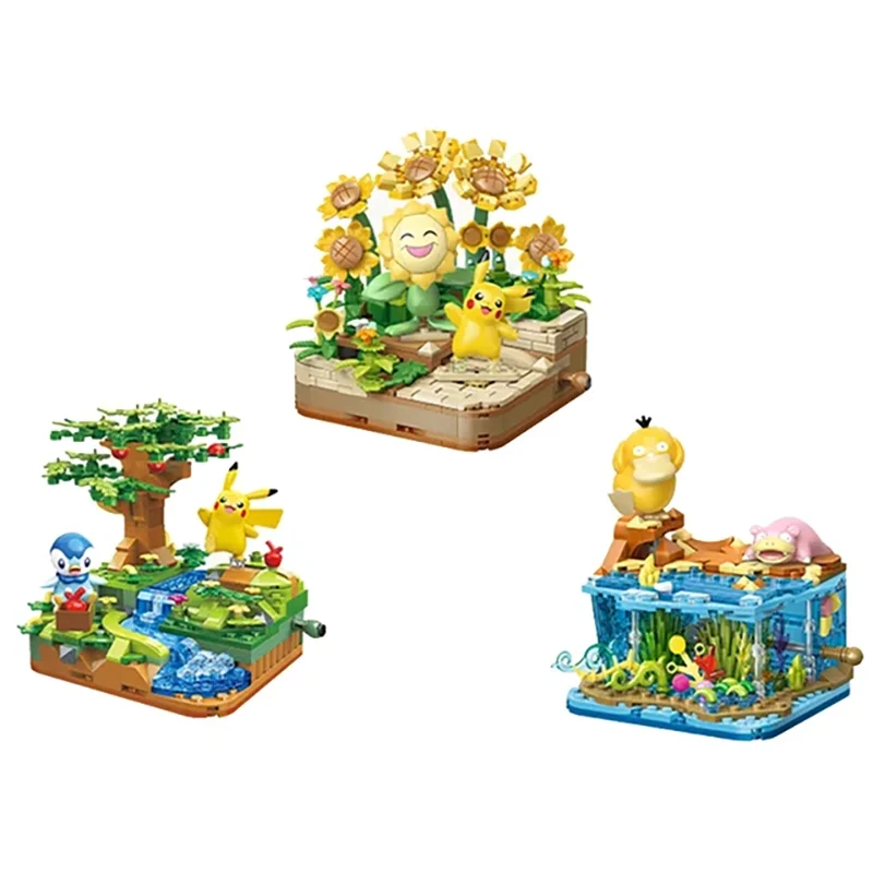 Hot Keeppley Pokemon Partner Series Building Blocks Educational Toys Anime Pikachu Psyduck Model Ornaments Peripherals Kids Gift