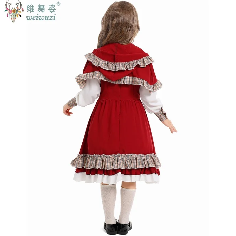 Dzień Dziecka Dzieci Dziecko Dziewczyny Mały Czerwony Kapturek Kostium Gra Uniform Cosplay Halloween Fancy Dress Mały Czerwony Kapturek