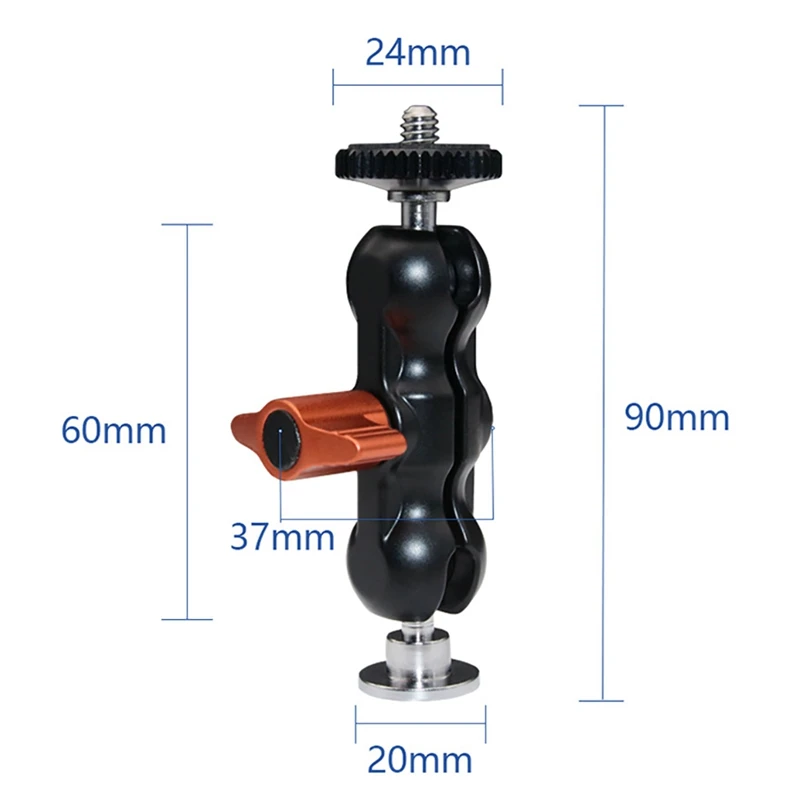 Portable Double Ball Head For SLR Camera Magic Arm Gimbal Monitor Bracket Ball Head Strange Hand Small Pea Clip