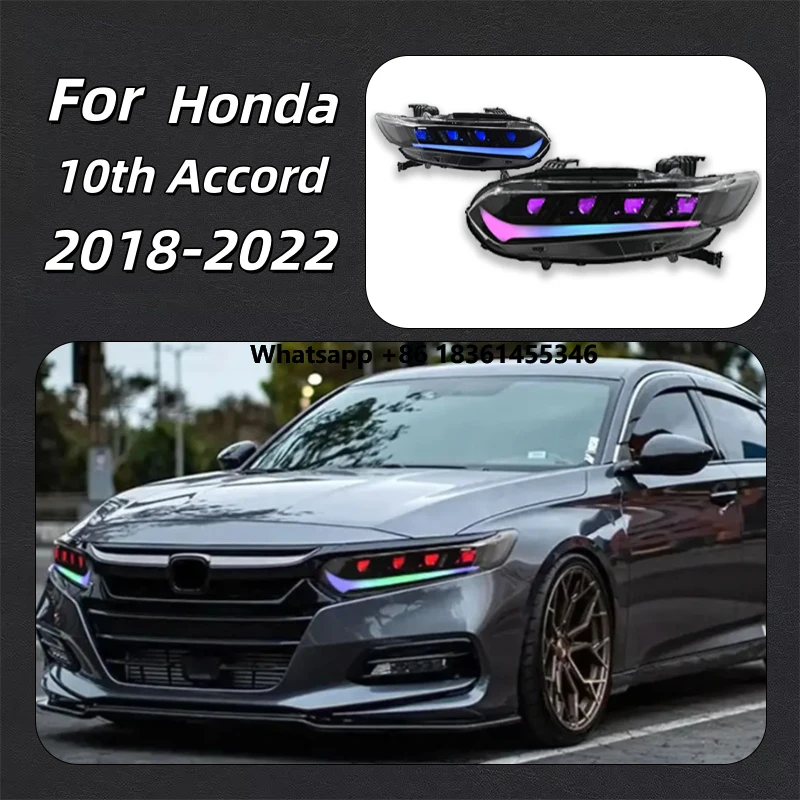 

2018-2021 Suitable for 10th Accord headlight assembly modified RGB lens LED daytime running light streamer turn signal