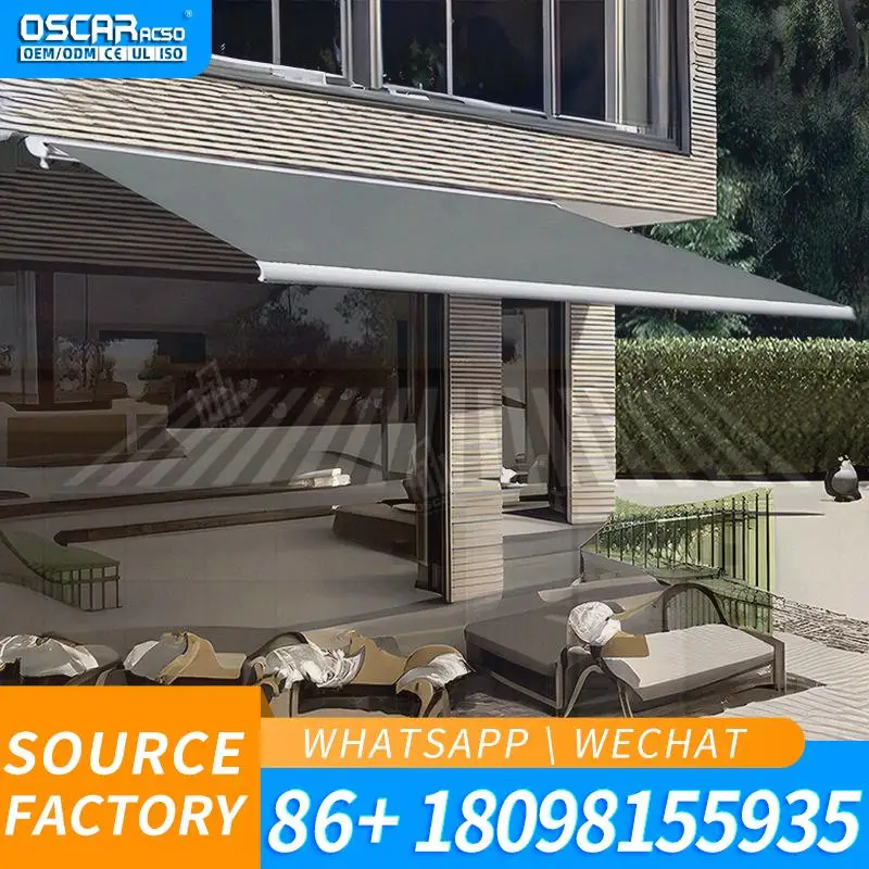 Outdoor Remote Control  Aluminum Frame PVC Coated Polyester Sail 300x24x25cm for Patio Sun Shade Retractable Awning