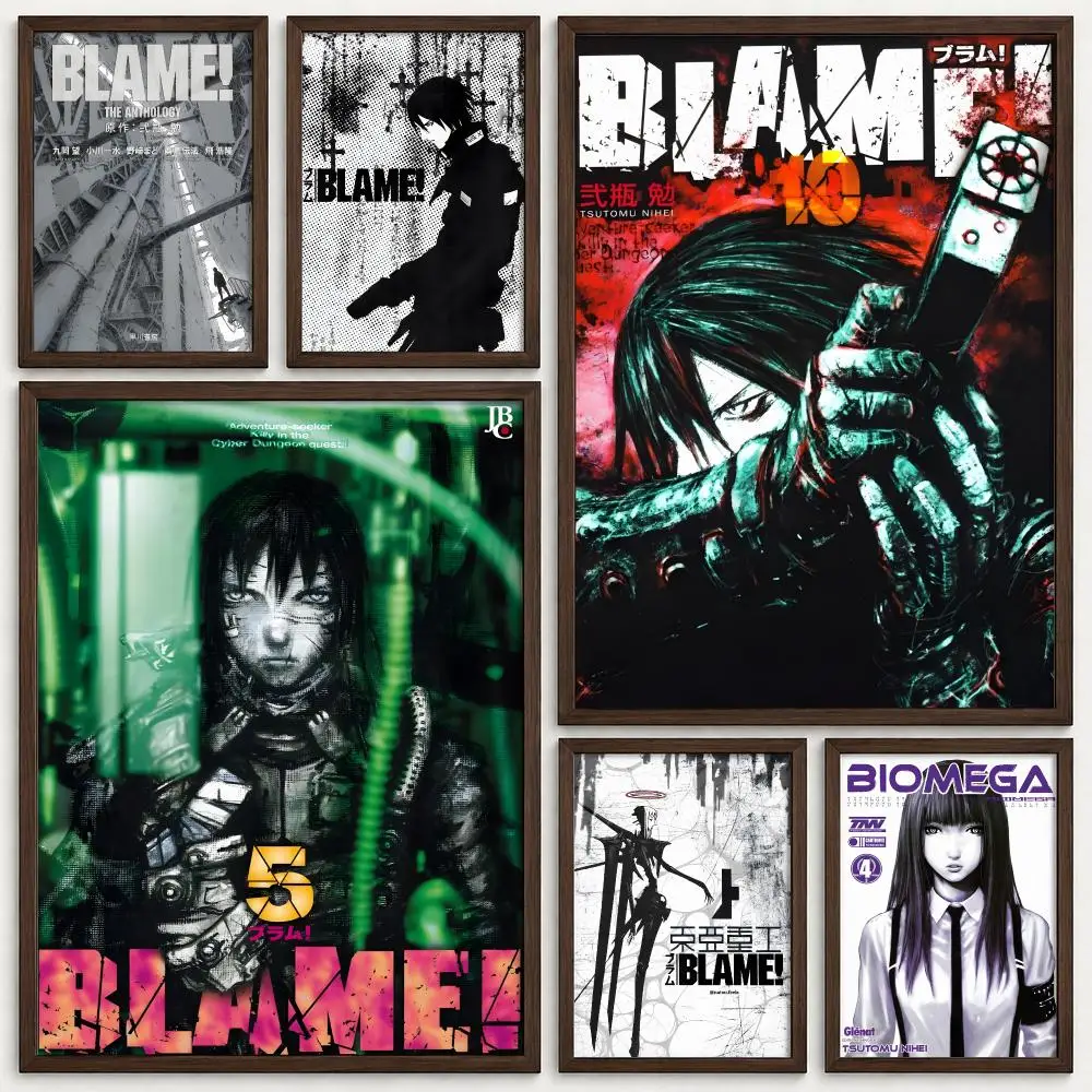 Anime BLAME! Poster Self‑Adhesive Waterproof PP Poster Coffee House Bar Wall Art Sticker Room Home Decor