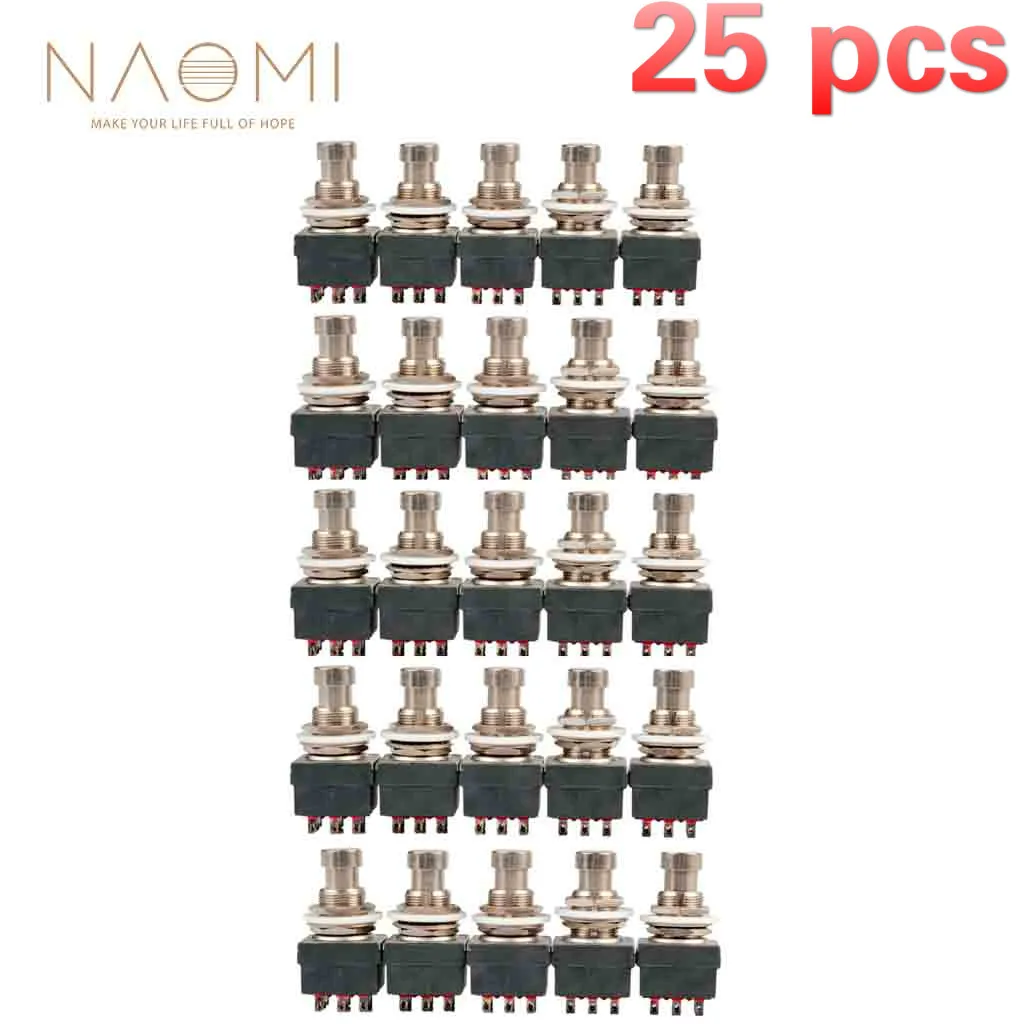 

NAOMI 25 PCS 9 Pin 3PDT Guitar Effects Pedal Box Stomp Foot Metal Switch True Bypass Guitar Parts Accessories New Set