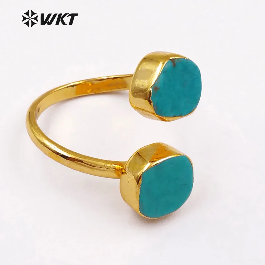 

WT-R103 Newst Coming Fashion Natural Turquoise Ring With 24k Gold Plated Can Be Adjustable For Women Jewelry