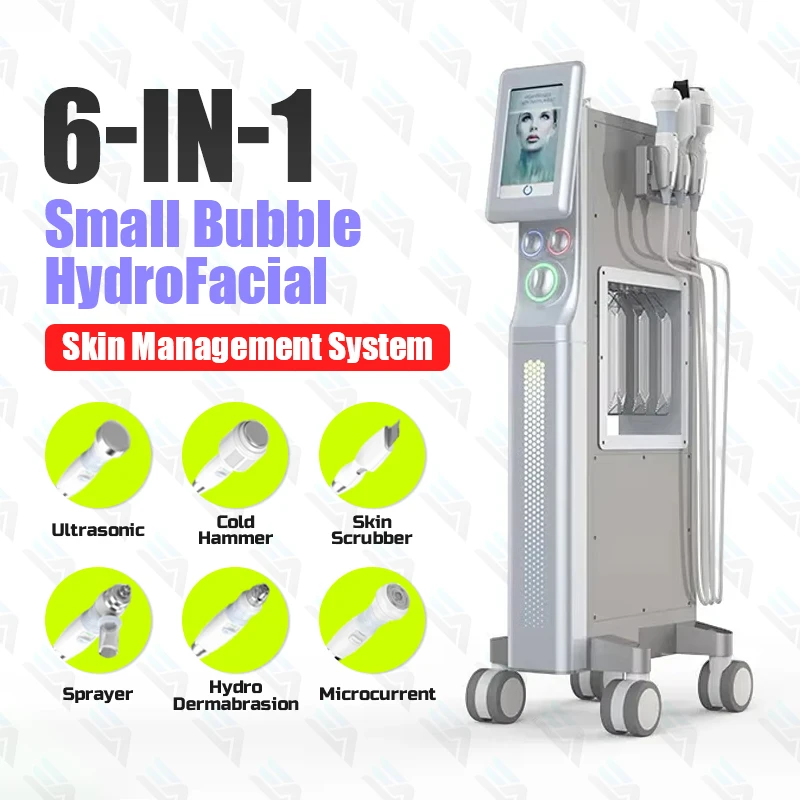 6 in 1 Small Bubble Machine Hydro Facial Rejuvenation Hydration Face Lifting Skin Firming Deep Cleansing Beauty Spa Device