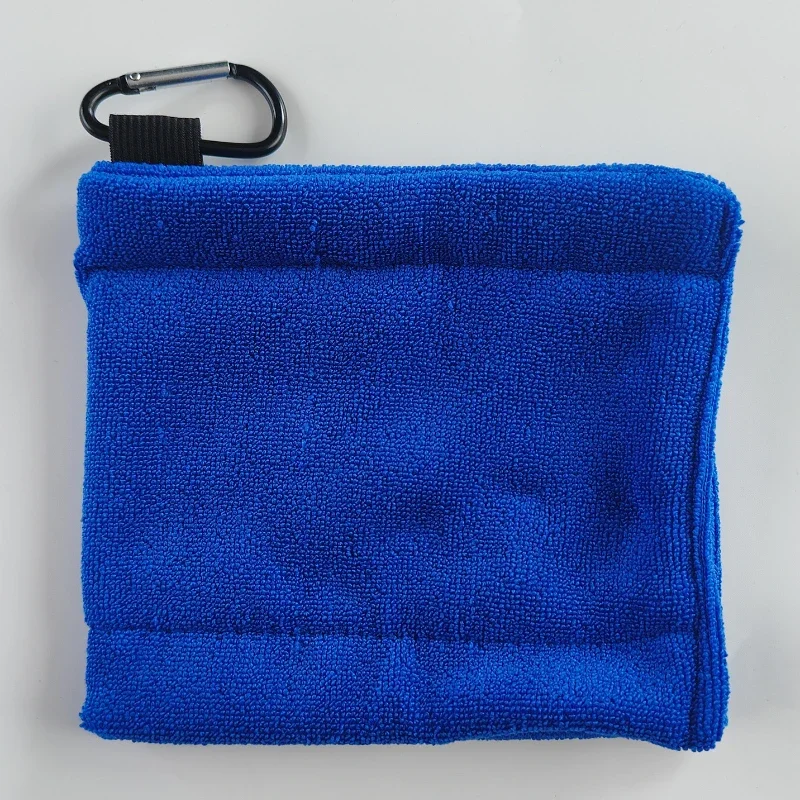 Square Microfiber Golf Ball Cleaning Towel with Carabiner Hook Water Absorption Cleaner Club for Head Wipe Cloth Clean - view 4