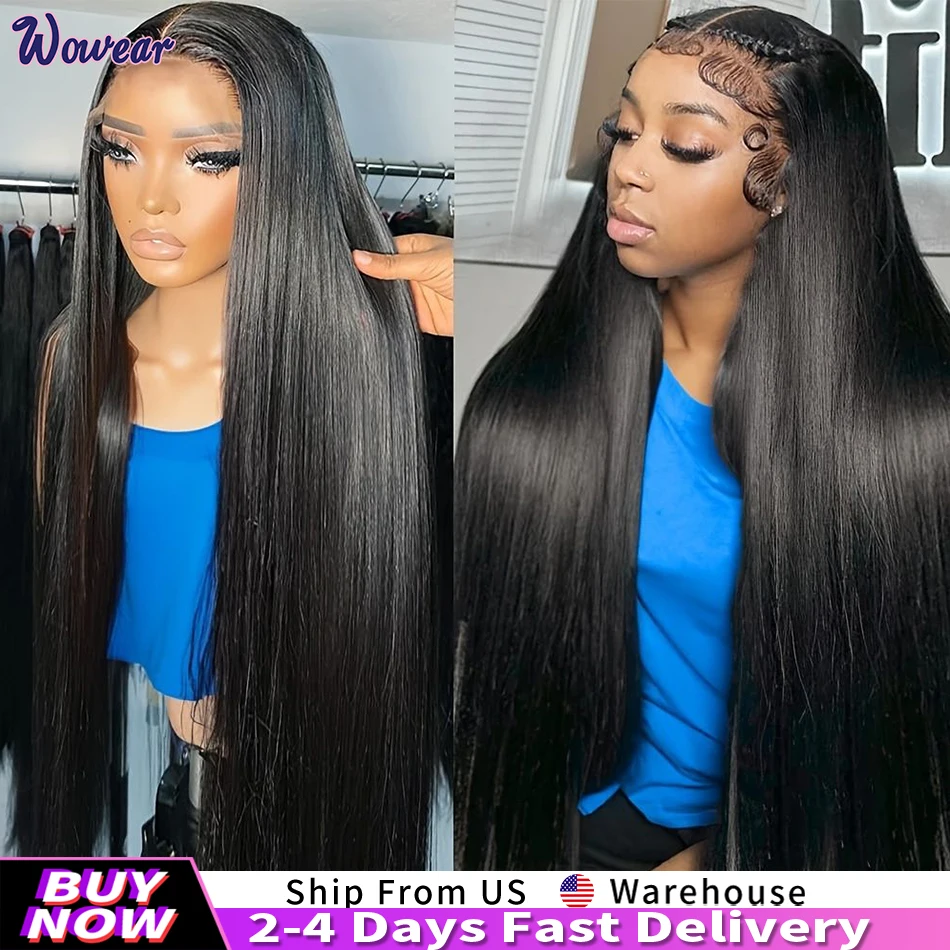 40 inch Bone Straight Human Hair Wigs HD Lace Wig 13x6 Human Hair 200 Density Brazilian Hair Wigs 13x4 Pre Plucked for Women