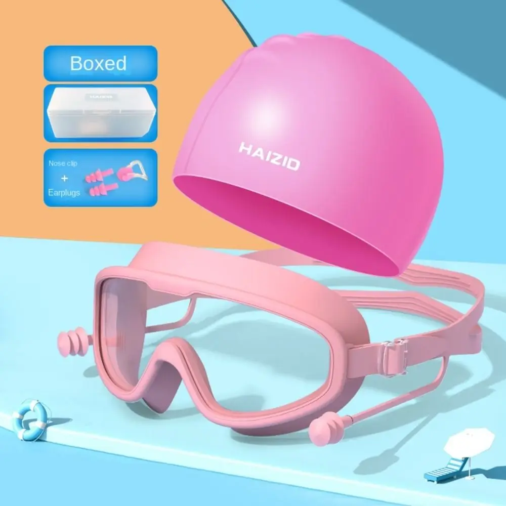 

1 Set Waterproof Swimming Goggles Cap Earplug Set HD Anti-fog Diving Swim Cap Earplug Set Silicone Anti-UV