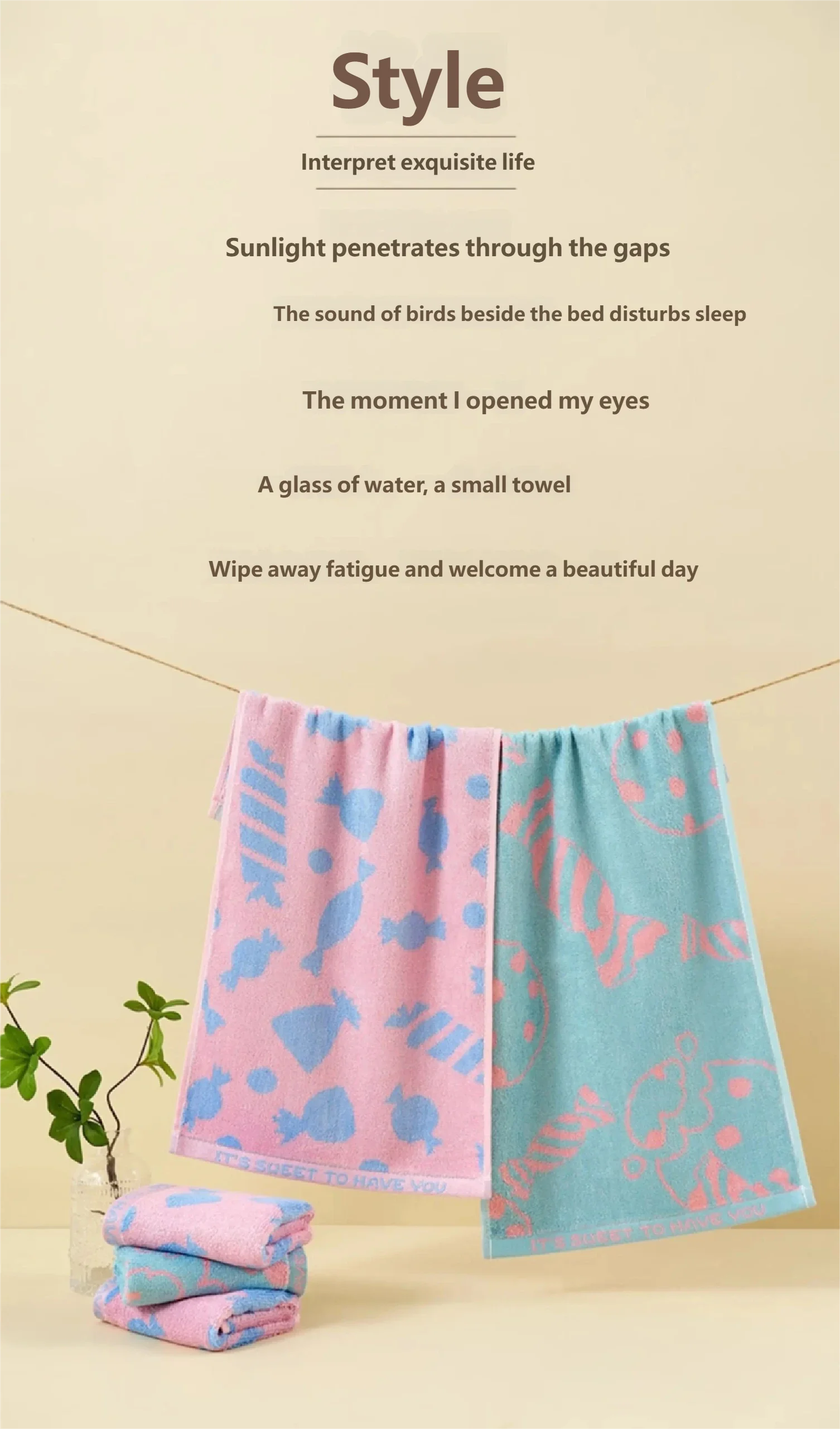 2/4 Pack 48*26cm Fun Bamboo Fiber Small Towels - Skin-friendly, Soft, Comfortable, Cute - Bathroom, Couples, Travel