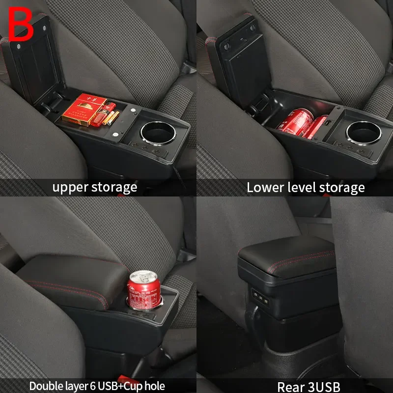 لسوزوكي فيتارا مسند الذراع التحديثية أجزاء مخصصة مسند ذراع السيارة مركز صندوق تخزين اكسسوارات السيارات الداخلية USB سهلة التركيب