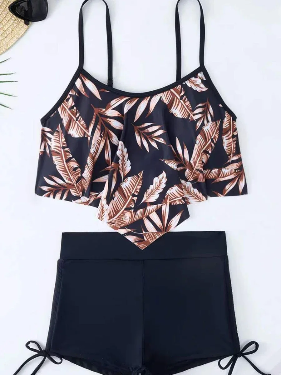 2025 طباعة Tankini مجموعة 2 قطعة النساء ملابس السباحة مثير عالية الخصر ملابس السباحة الإناث الاستحمام لباس سباحة الصيف بحر