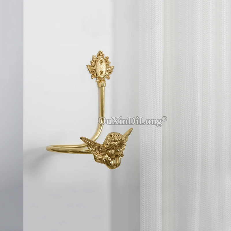 Luxury 1Pair Solid Brass French Angel Curtain Hooks Curtain Tie Draper Back Hooks Curtain Drapery Holder Hanger Hooks Home Decor