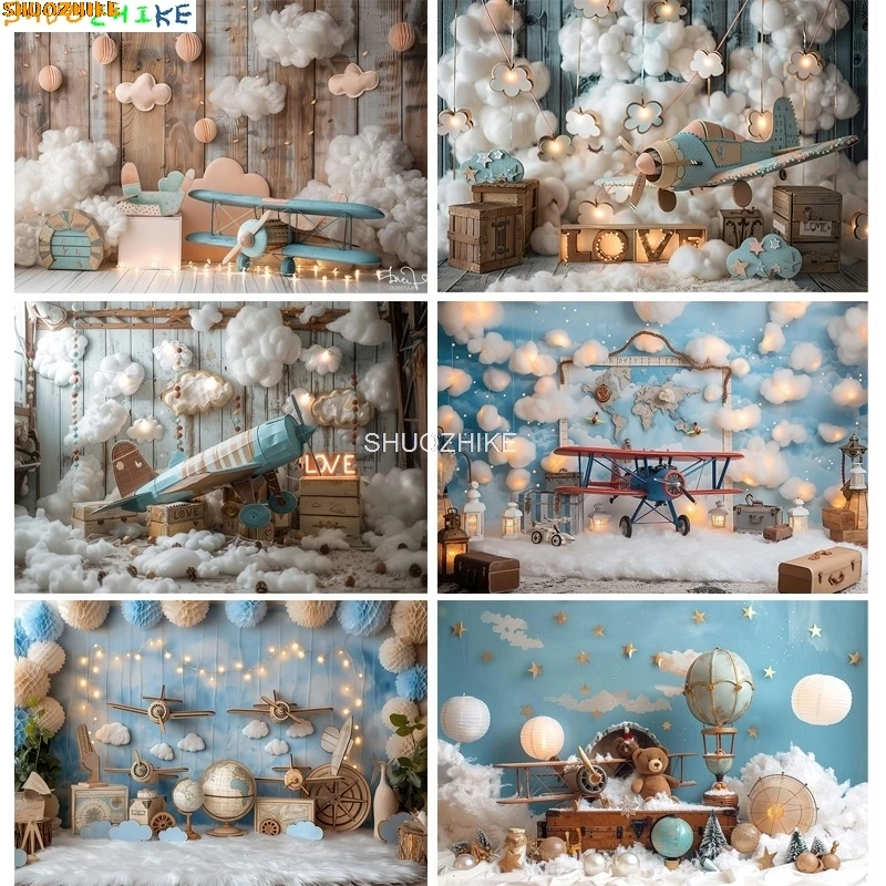 

Blue Marine Nautical Retro Globe Sailing Photography Backdrops Props Baby Newborn Birthday Party Decoration Background HD-02