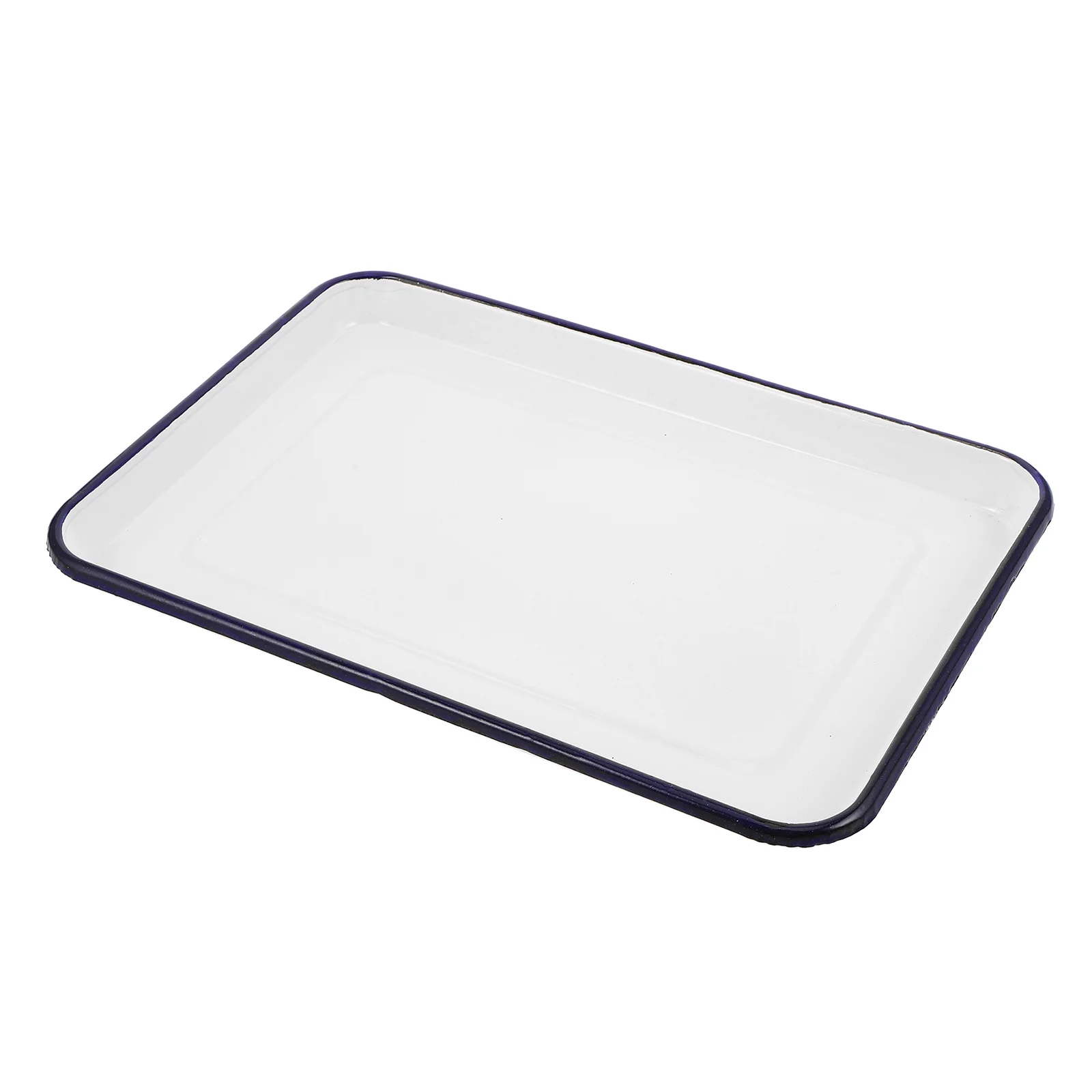 

Vintage Enamel Baking Sheet For Pancakes Pizza Rectangle Shape White Color Ideal For Home And Restaurant Use